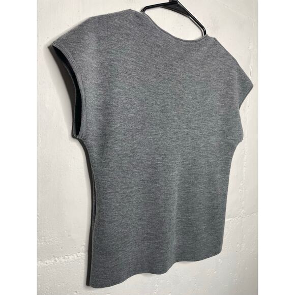 MM Lafleur Womens Gray 100% Merino Wool Short Sleeve Sweater Size Small - Picture 6 of 6